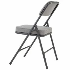 National Public Seating 3212 Black Metal Folding Chair With 2" Charcoal Gray Fabric Padded Seat -Lancaster Table & Seating Shop 1723456