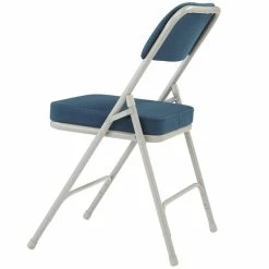 National Public Seating 3215 Gray Metal Folding Chair With 2" Regal Blue Fabric Padded Seat -Lancaster Table & Seating Shop 1723468