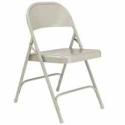 National Public Seating 52 Gray Metal Folding Chair -Lancaster Table & Seating Shop 1723551