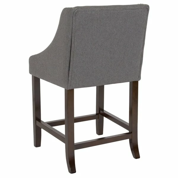 Flash Furniture CH-182020-24-DKGY-F-GG Carmel Series Counter Height Stool In Dark Gray Fabric With Walnut Frame And Nail Trim Accent 2 Flash Furniture CH-182020-24-DKGY-F-GG Carmel Series Counter Height Stool In Dark Gray Fabric With Walnut Frame And Nail Trim Accent - Image 2