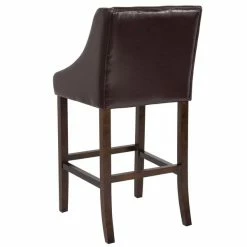 Flash Furniture CH-182020-30-BN-GG Carmel Series Brown Leather Bar Stool With Walnut Frame And Nail Trim Accent 4 Flash Furniture CH-182020-30-BN-GG Carmel Series Brown Leather Bar Stool With Walnut Frame And Nail Trim Accent -Lancaster Table & Seating Shop 1723856