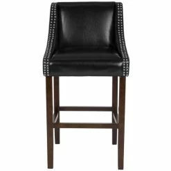 Flash Furniture CH-182020-30-BK-GG Carmel Series Black Leather Bar Stool With Walnut Frame And Nail Trim Accent 5 Flash Furniture CH-182020-30-BK-GG Carmel Series Black Leather Bar Stool With Walnut Frame And Nail Trim Accent -Lancaster Table & Seating Shop 1723912