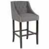 Flash Furniture CH-182020-T-30-DKGY-F-GG Carmel Series Dark Gray Tufted Fabric Bar Stool With Walnut Frame And Nail Trim Accent