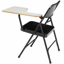 National Public Seating 5210L Black Steel Premium Folding Chair With Left Gray Tablet Arm -Lancaster Table & Seating Shop 1725890