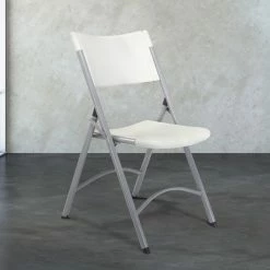 National Public Seating 602 Textured Gray Steel Folding Chair With Speckled Gray Blow Molded Plastic Back And Seat