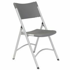 National Public Seating 620 Silvertone Steel Folding Chair With Charcoal Slate Plastic Back And Seat 4 National Public Seating 620 Silvertone Steel Folding Chair With Charcoal Slate Plastic Back And Seat -Lancaster Table & Seating Shop 1725957