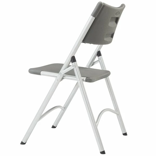 National Public Seating 620 Silvertone Steel Folding Chair With Charcoal Slate Plastic Back And Seat 3 National Public Seating 620 Silvertone Steel Folding Chair With Charcoal Slate Plastic Back And Seat - Image 3