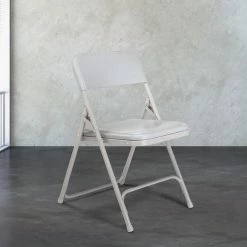 National Public Seating 802 Gray Metal Folding Chair With Gray Plastic Seat