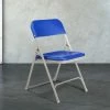 National Public Seating 805 Gray Metal Folding Chair With Blue Plastic Seat