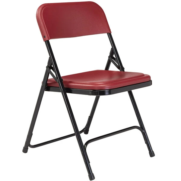 National Public Seating 818 Black Metal Folding Chair With Burgundy Plastic Seat 2 National Public Seating 818 Black Metal Folding Chair With Burgundy Plastic Seat - Image 2