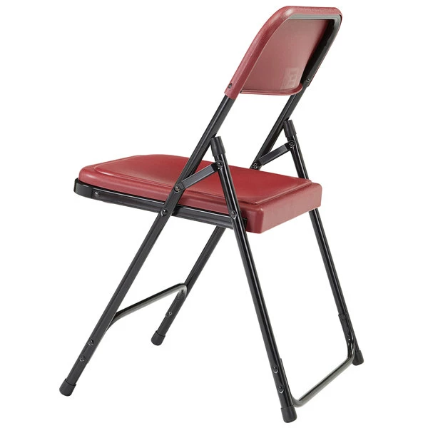 National Public Seating 818 Black Metal Folding Chair With Burgundy Plastic Seat 3 National Public Seating 818 Black Metal Folding Chair With Burgundy Plastic Seat - Image 3