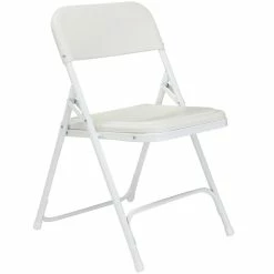 National Public Seating 821 White Metal Folding Chair With White Plastic Seat -Lancaster Table & Seating Shop 1726122