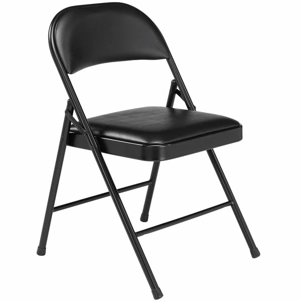 National Public Seating 950 Commercialine Black Metal Folding Chair With Black Padded Vinyl Seat 2 National Public Seating 950 Commercialine Black Metal Folding Chair With Black Padded Vinyl Seat - Image 2