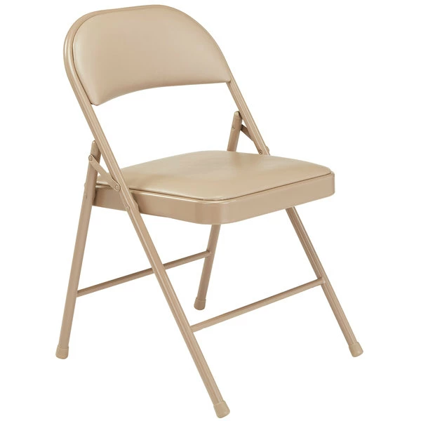 National Public Seating 951 Commercialine Beige Metal Folding Chair With Beige Padded Vinyl Seat 2 National Public Seating 951 Commercialine Beige Metal Folding Chair With Beige Padded Vinyl Seat - Image 2