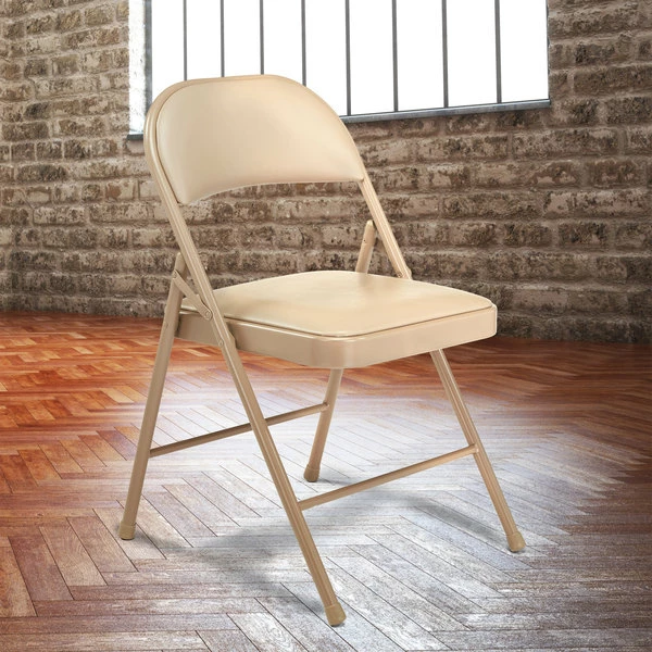 National Public Seating 951 Commercialine Beige Metal Folding Chair With Beige Padded Vinyl Seat 1 National Public Seating 951 Commercialine Beige Metal Folding Chair With Beige Padded Vinyl Seat