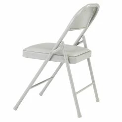 National Public Seating 952 Commercialine Gray Metal Folding Chair With Gray Padded Vinyl Seat -Lancaster Table & Seating Shop 1726276