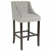 Flash Furniture CH-182020-T-30-LTGY-F-GG Carmel Series Light Gray Tufted Fabric Bar Stool With Walnut Frame And Nail Trim Accent