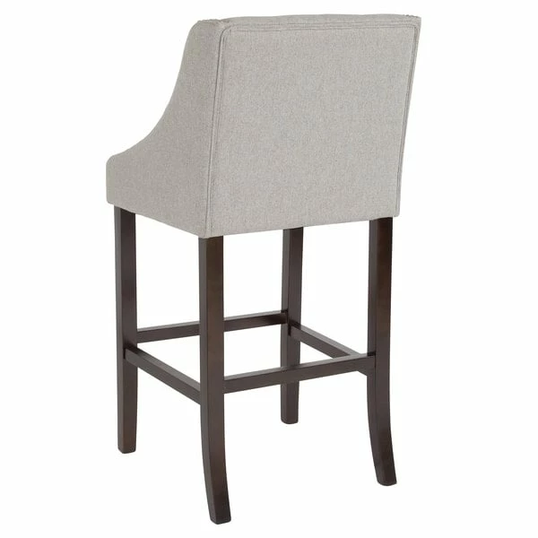 Flash Furniture CH-182020-T-30-LTGY-F-GG Carmel Series Light Gray Tufted Fabric Bar Stool With Walnut Frame And Nail Trim Accent 2 Flash Furniture CH-182020-T-30-LTGY-F-GG Carmel Series Light Gray Tufted Fabric Bar Stool With Walnut Frame And Nail Trim Accent - Image 2