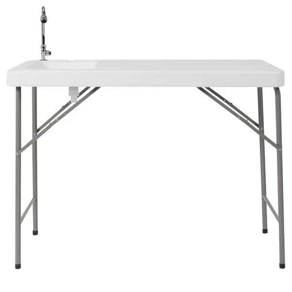 Flash Furniture DAD-PYZ-116-GG 23" X 45" Rectangular White Granite Plastic Folding Table With Sink And Faucet 3 Flash Furniture DAD-PYZ-116-GG 23" X 45" Rectangular White Granite Plastic Folding Table With Sink And Faucet - Image 3