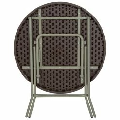 Flash Furniture DAD-FT-80R-GG 31 1/2" Round Brown Rattan Plastic Folding Table 5 Flash Furniture DAD-FT-80R-GG 31 1/2" Round Brown Rattan Plastic Folding Table -Lancaster Table & Seating Shop 1734262