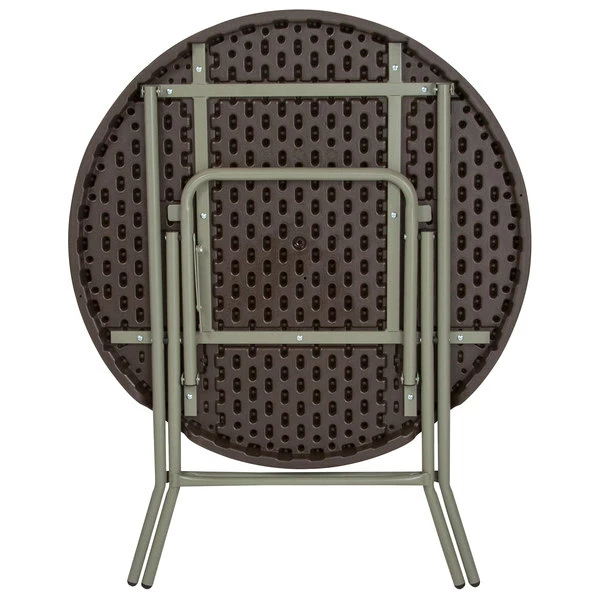 Flash Furniture DAD-FT-80R-GG 31 1/2" Round Brown Rattan Plastic Folding Table 3 Flash Furniture DAD-FT-80R-GG 31 1/2" Round Brown Rattan Plastic Folding Table - Image 3