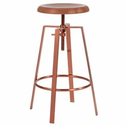 Flash Furniture CH-181070-26S-ROS-GG Toledo Industrial Style Rose Gold Bar Stool With Adjustable Height Seat