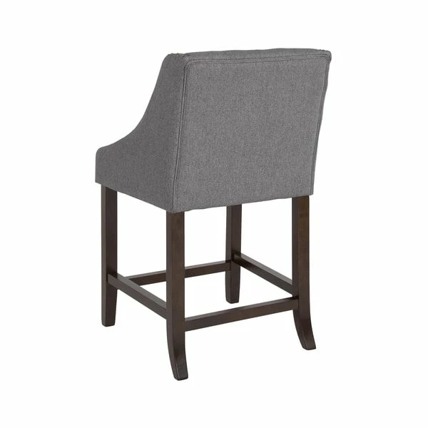 Flash Furniture CH-182020-T-24-DKGY-F-GG Carmel Series 24" Dark Gray Tufted Counter Height Stool With Walnut Frame And Accent Nail Trim 2 Flash Furniture CH-182020-T-24-DKGY-F-GG Carmel Series 24" Dark Gray Tufted Counter Height Stool With Walnut Frame And Accent Nail Trim - Image 2