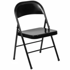 Flash Furniture BD-F002-BK-GG Hercules Series Double Braced Black Metal Folding Chair
