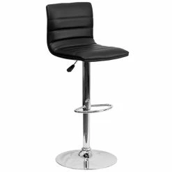 Flash Furniture CH-92023-1-BK-GG Black Vinyl Contemporary Adjustable Height Barstool