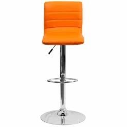 Flash Furniture CH-92023-1-ORG-GG Orange Vinyl Contemporary Adjustable Height Barstool -Lancaster Table & Seating Shop 1820867
