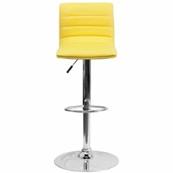 Flash Furniture CH-92023-1-YEL-GG Yellow Vinyl Contemporary Adjustable Height Barstool -Lancaster Table & Seating Shop 1821009