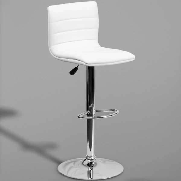 Flash Furniture CH-92023-1-WH-GG White Vinyl Contemporary Adjustable Height Barstool 1 Flash Furniture CH-92023-1-WH-GG White Vinyl Contemporary Adjustable Height Barstool