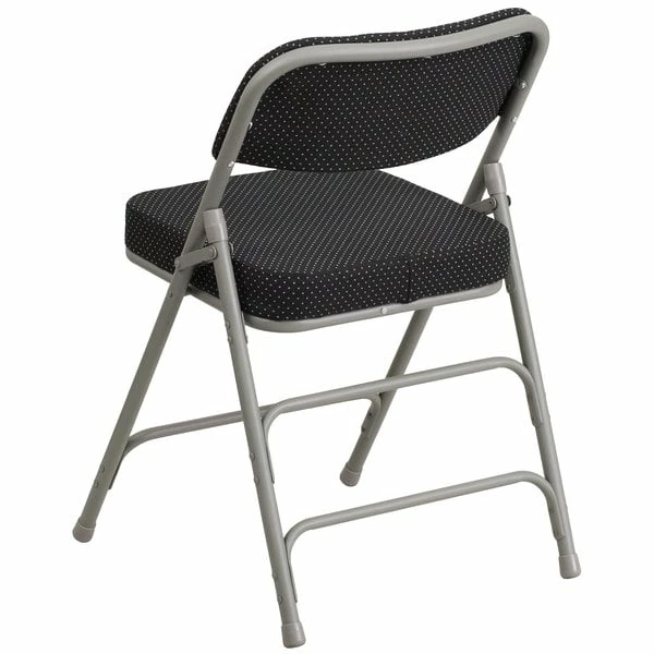 Flash Furniture AW-MC320AF-BK-GG Hercules Series Premium Curved Triple Braced & Double Hinged Black Pin-Dot Fabric Metal Folding Chair 2 Flash Furniture AW-MC320AF-BK-GG Hercules Series Premium Curved Triple Braced & Double Hinged Black Pin-Dot Fabric Metal Folding Chair - Image 2