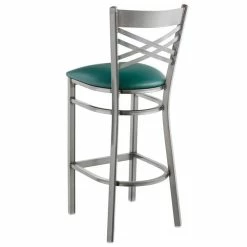 Lancaster Table & Seating Clear Coat Finish Cross Back Bar Stool With 2 1/2" Green Vinyl Padded Seat 7 Lancaster Table & Seating Clear Coat Finish Cross Back Bar Stool With 2 1/2" Green Vinyl Padded Seat -Lancaster Table & Seating Shop 1832759