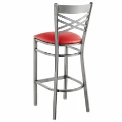 Lancaster Table & Seating Clear Coat Finish Cross Back Bar Stool With 2 1/2" Red Vinyl Padded Seat 7 Lancaster Table & Seating Clear Coat Finish Cross Back Bar Stool With 2 1/2" Red Vinyl Padded Seat -Lancaster Table & Seating Shop 1833161