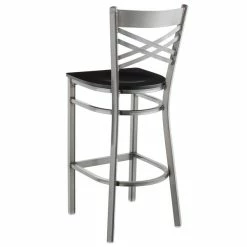 Lancaster Table & Seating Clear Coat Finish Cross Back Bar Stool With Black Wood Seat -Lancaster Table & Seating Shop 1833202
