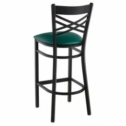Lancaster Table & Seating Black Finish Cross Back Bar Stool With 2 1/2" Green Vinyl Padded Seat 7 Lancaster Table & Seating Black Finish Cross Back Bar Stool With 2 1/2" Green Vinyl Padded Seat -Lancaster Table & Seating Shop 1833306