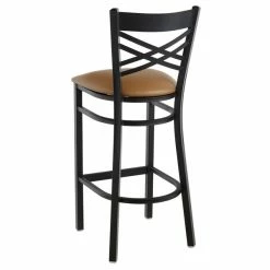 Lancaster Table & Seating Black Finish Cross Back Bar Stool With 2 1/2" Light Brown Vinyl Padded Seat -Lancaster Table & Seating Shop 1833319