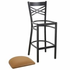 Lancaster Table & Seating Black Finish Cross Back Bar Stool With 2 1/2" Light Brown Vinyl Padded Seat -Lancaster Table & Seating Shop 1833320