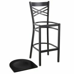 Lancaster Table & Seating Black Finish Cross Back Bar Stool With Black Wood Seat -Lancaster Table & Seating Shop 1834599