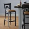 Lancaster Table & Seating Black Finish Cross Back Bar Stool With 2 1/2" Light Brown Vinyl Padded Seat