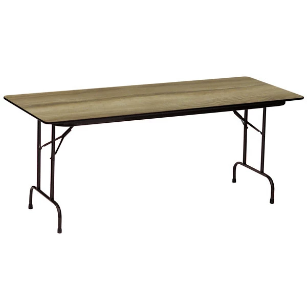 Correll 30" X 96" Colonial Hickory Finish Premium Laminate 3/4" High Pressure Heavy-Duty Folding Table 1 Correll 30" X 96" Colonial Hickory Finish Premium Laminate 3/4" High Pressure Heavy-Duty Folding Table