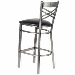Lancaster Table & Seating Clear Coat Finish Cross Back Bar Stool With 2 1/2" Black Vinyl Padded Seat -Lancaster Table & Seating Shop 1844627