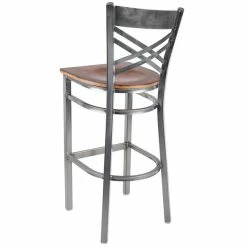 Lancaster Table & Seating Clear Coat Finish Cross Back Bar Stool With Antique Walnut Wood Seat -Lancaster Table & Seating Shop 1844843