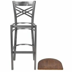Lancaster Table & Seating Clear Coat Finish Cross Back Bar Stool With Antique Walnut Wood Seat -Lancaster Table & Seating Shop 1844846