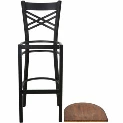 Lancaster Table & Seating Black Finish Cross Back Bar Stool With Antique Walnut Wood Seat -Lancaster Table & Seating Shop 1845060