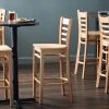 Lancaster Table & Seating Natural Finish Wooden Ladder Back Bar Height Chair