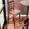 Lancaster Table & Seating Mahogany Finish Wooden Window Back Bar Height Chair