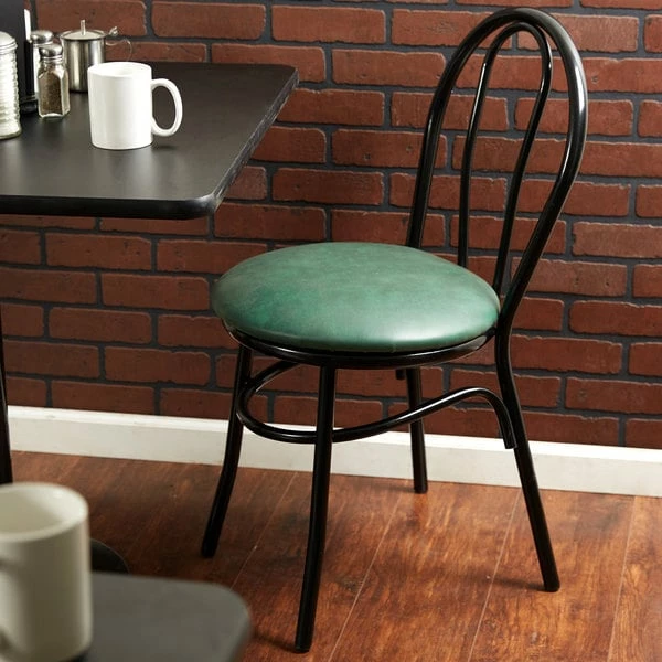 Lancaster Table & Seating Green Hairpin Cafe Chair With 1 1/4" Padded Seat 1 Lancaster Table & Seating Green Hairpin Cafe Chair With 1 1/4" Padded Seat