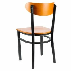 LT&S Boomerang Series Lancaster Table & Seating Boomerang Black Finish Chair With Cherry Wood Seat And Back -Lancaster Table & Seating Shop 1847773